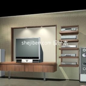Tv Cabinet With Desk And Shelf 3d model