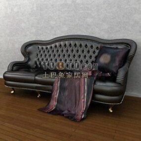 Canapé en cuir européen de style réaliste modèle 3D
