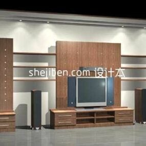 शेल्फ फर्नीचर के साथ टीवी कैबिनेट V1 3डी मॉडल