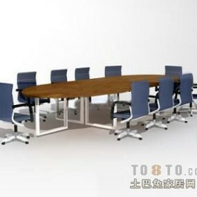 Conference Table Set Wooden Top Material V1 3d model