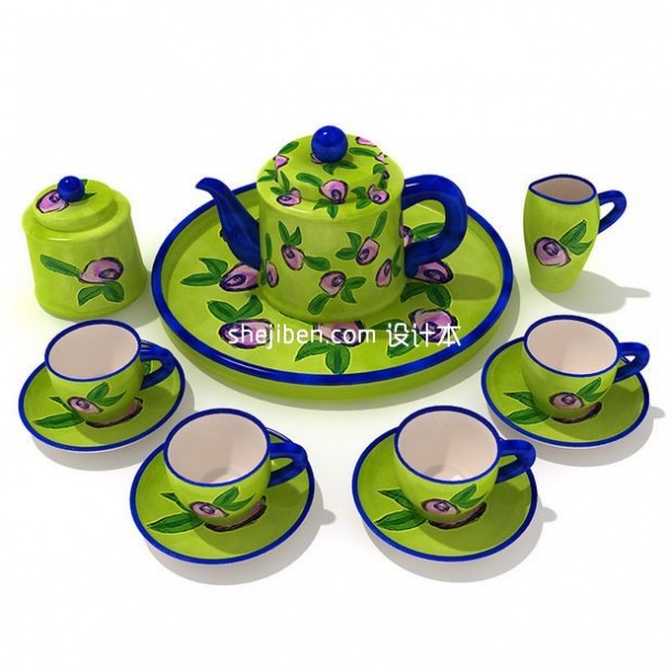 Çaydanlık Fincan Takımı Yeşil Renk