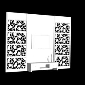 Pintu Kayu Rumah Dengan Rangka Di Atas Model 3d
