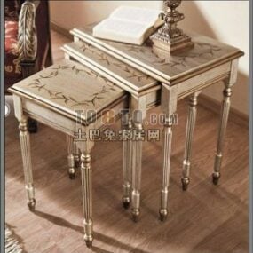 Classic Table With Stool Chair 3d model