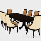 שילוב שולחן וכיסא אירופאי דגם תלת מימד.