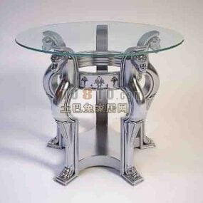 שולחן קפה מזכוכית דגם קלאסי רגל תלת מימד