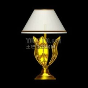 Lámpara de mesa con base dorada modelo 3d