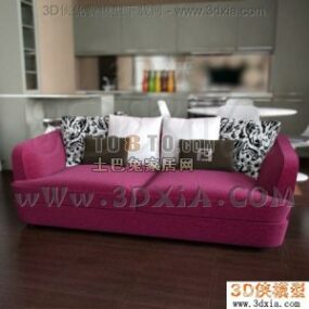 粉色天鹅绒沙发3d模型