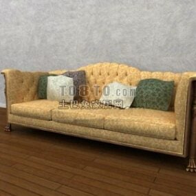Sofa Camel Yellow Leather 3d model