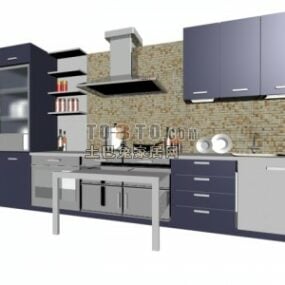 Apartment Kitchen Modern Cabinets 3d model