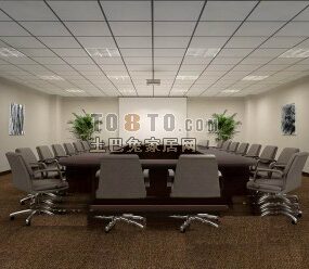 Phòng họp văn phòng có nội thất mô hình 3d