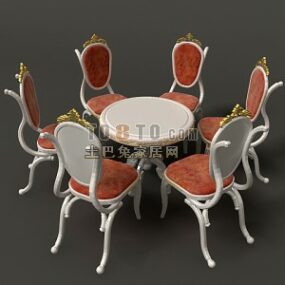 Dining Table With Steel Chair 3d model