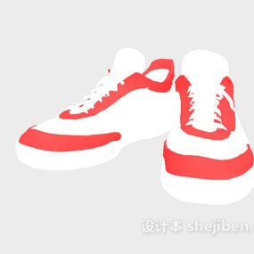 Kırmızı Beyaz Ayakkabı Modası 3D model
