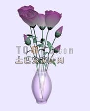 Pot de vase à fleurs roses modèle 3D