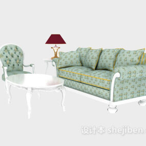 Red Leather Sofa Tufted Pattern 3d model
