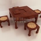 3D model kombinace stolu a židle pro volný čas.