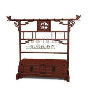 Chinese Display Cabinet Carved Wooden Style 3d model