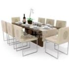 Tableware On Dining Table With 8 Chairs