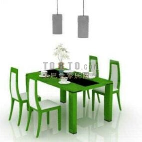 Grønt plastikbord med service 3d model