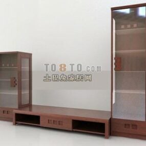 Mueble de televisión chino Material de madera Modelo 3d