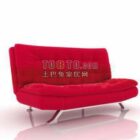 Красный двуспальный диван с мягкой обивкой
