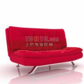 Κόκκινος Διπλός Καναπές με ταπετσαρία 3d μοντέλο