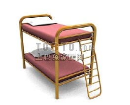 Student Iron Bunked Bed 3d model