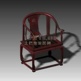 3д модель винтажного китайского стула из древесного материала