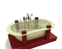 Ceramic Bathtub With Stand 3d model