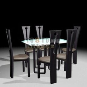 Table à manger moderne et chaise en bois modèle 3D