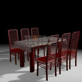 ホテルのテーブル家具クルミ材3Dモデル