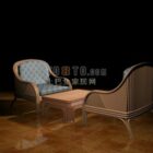 Chinese table and chair combination 3d model .