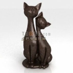 Bronze Cat Sculpture 3d model