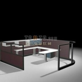3д модель рабочего пространства с U-столом