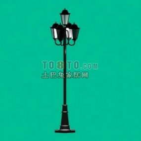 Classic Streetlight With Three Lamps 3d model