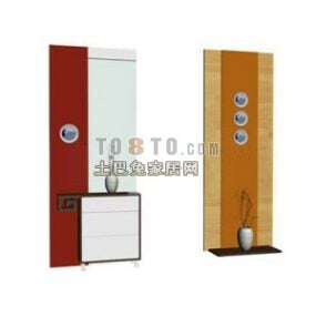 Close Cabinet Wooden Material With Glass Door 3d model
