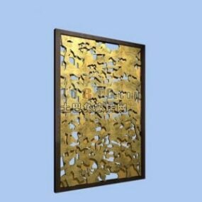 شاشة تقسيم ذهبية منحوتة نموذج ثلاثي الأبعاد