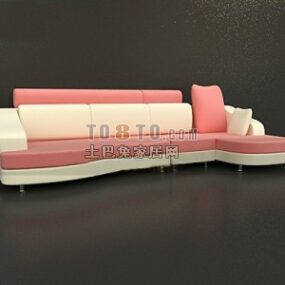 Μοντέρνος ντυμένος καναπές ροζ χρώματος 3d μοντέλο