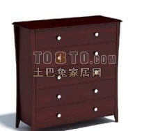 Antique Wood Shoe Cabinet With Drawers 3d model