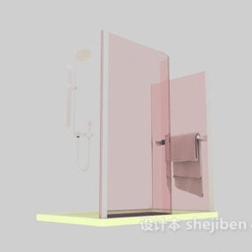 חדר מקלחת כיסוי זכוכית ורוד דגם תלת מימד