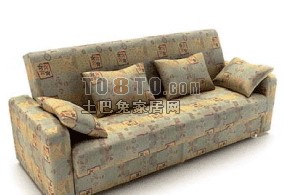 复古质感沙发带坐垫3d模型