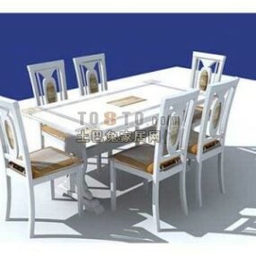 Boutique-Esstisch mit weißem Stuhl 3D-Modell