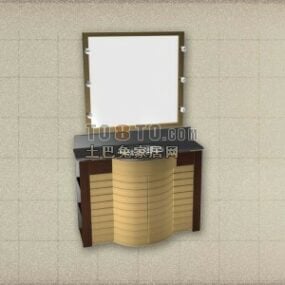 Bathroom Dressing Table Mirror With Brass Frame 3d model
