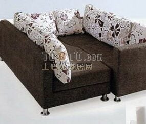 沙发棕色纺织品与复古纹理3d模型