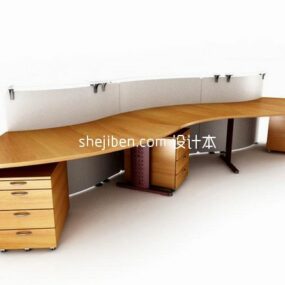 Modern Reception Desk With Back Wall 3d model