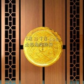 Back Wall Carved Wooden Style 3d model