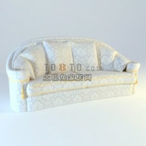 Boutique-Sofa aus weißem Leder, 3D-Modell