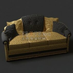 高级经典沙发带坐垫3d模型