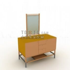Meja Rias Modern Dengan Model 3d Cermin Persegi Panjang