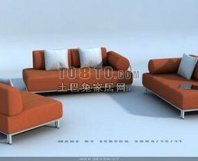 Modern Style Sofa Leather Material Set 3d model