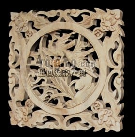 Wood Carving Piece Decoration 3d model